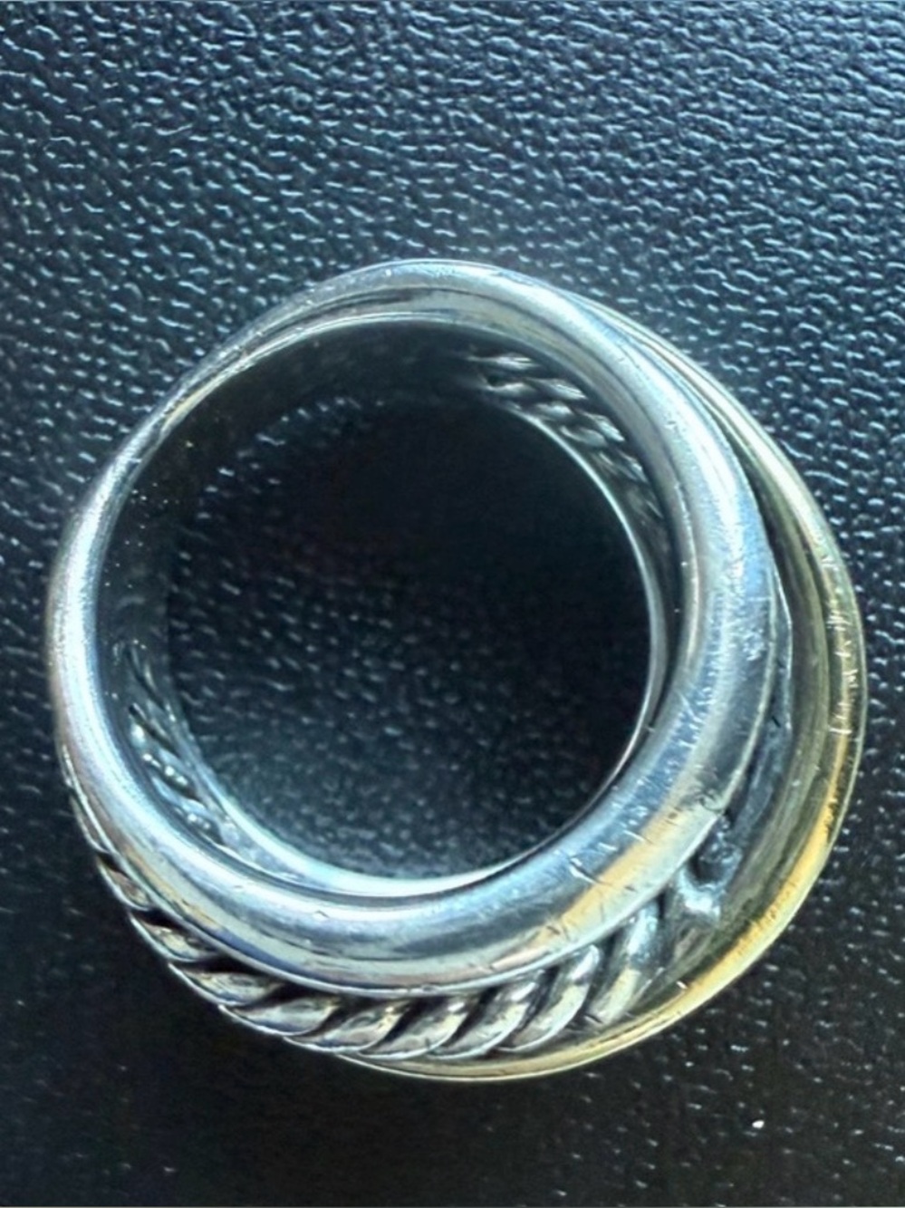 David Yurman Two-Tone Silver and Gold Multi-Band Cable Ring - Picture 9 of 16